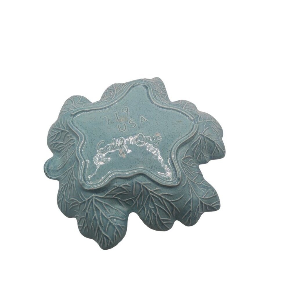 Vintage California Pottery Maple Leaf Platter in Turquoise 13" - Picture 7 of 13